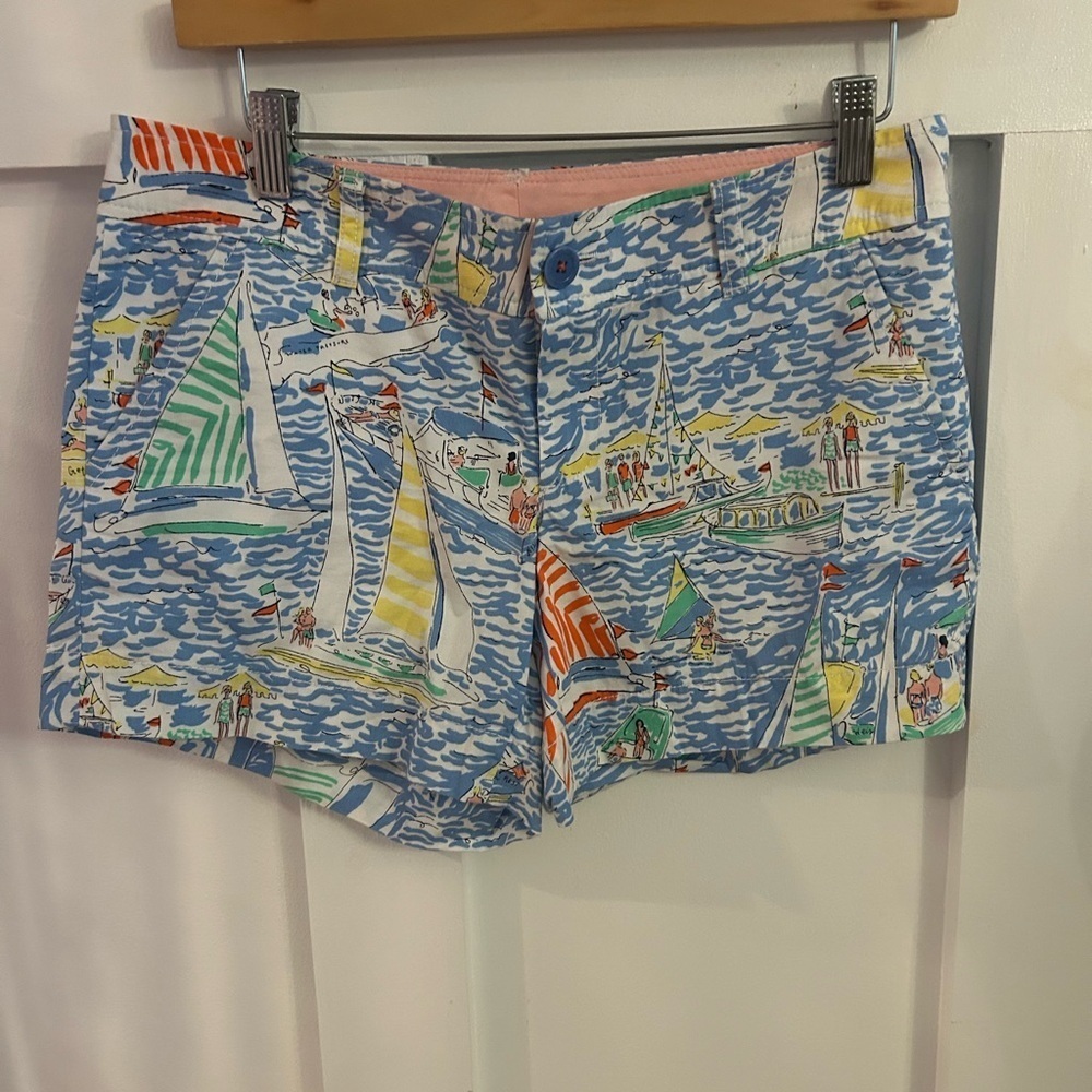 Lilly Pulitzer Callahan Shorts Nautical Sailboat Print Casual Blue Size 4